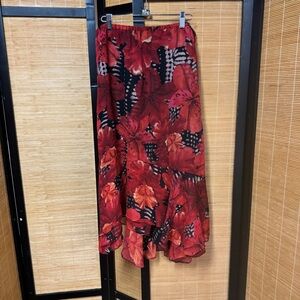 Chico's Red Floral A-Line Skirt